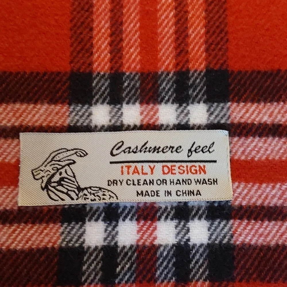 Cashmere Unisex Red/ Black Plaid Butter Soft Fringe Dress Holidays Winter Scarf